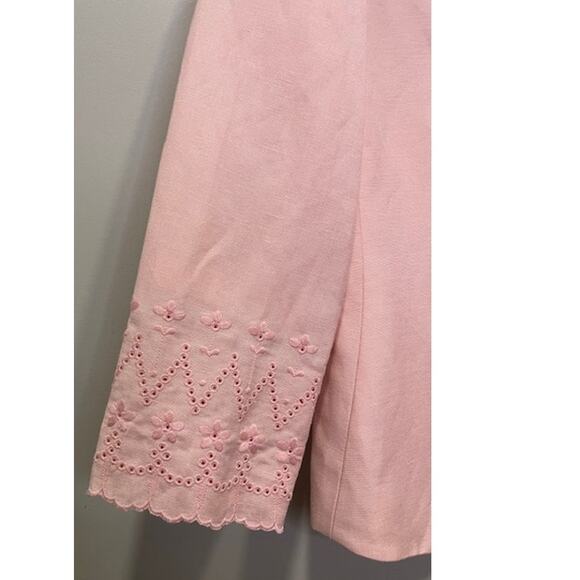 KASPER Rose Pink Linen Rayon Open Front Blazer Women's Sz 4 - Picture 2 of 8